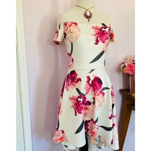 WINDSOR Floral Off Shoulder High Low Skate…